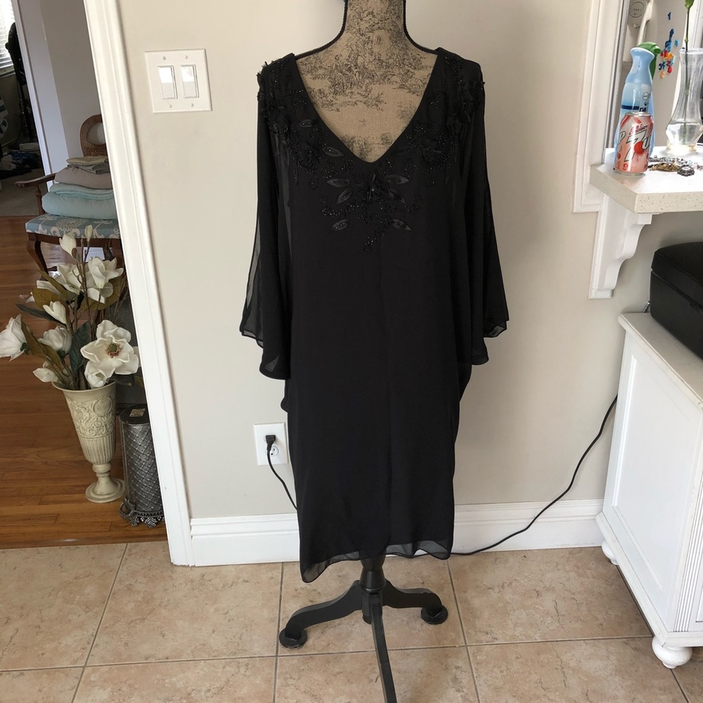 Alex Evenings Black chiffon dress